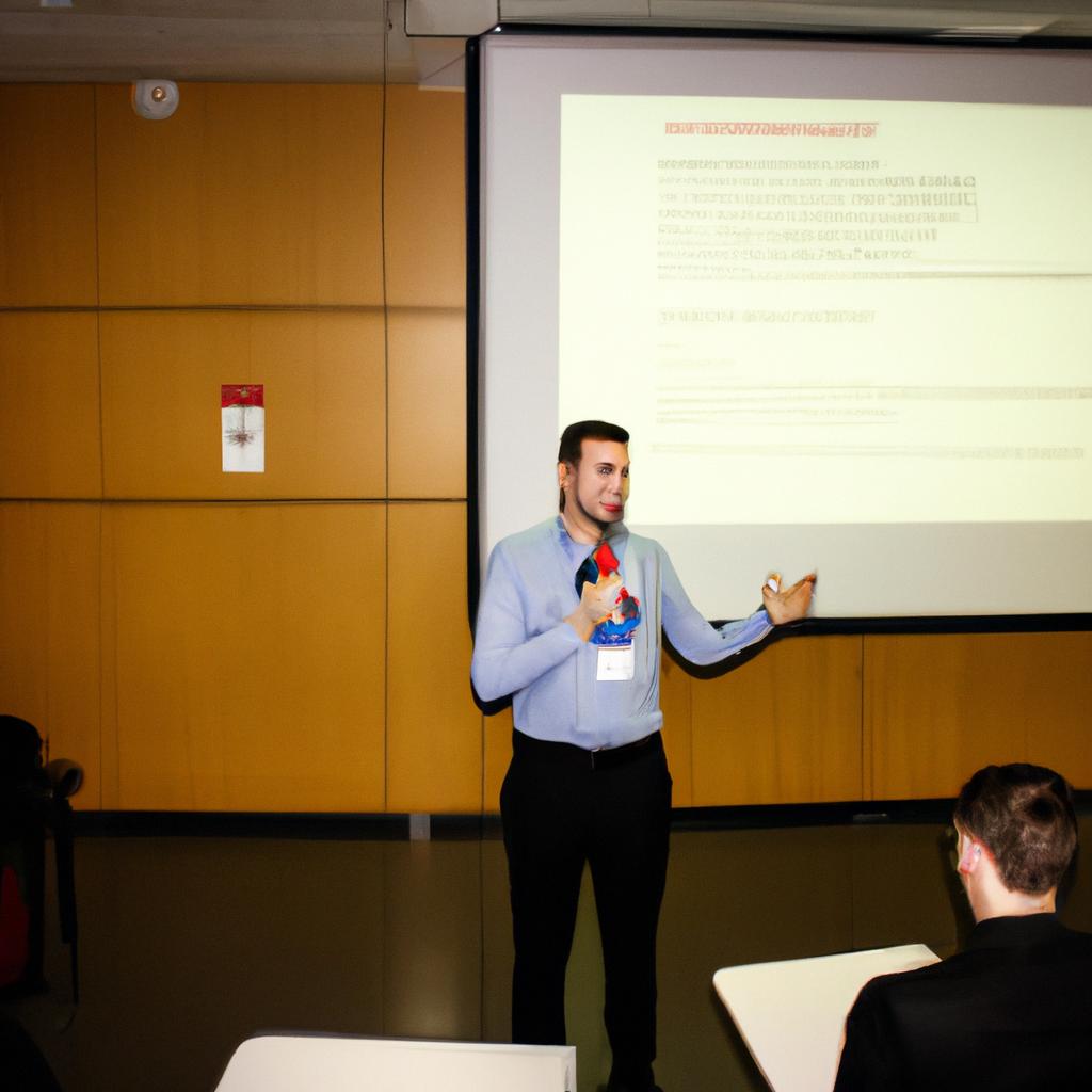 Person presenting at marketing event